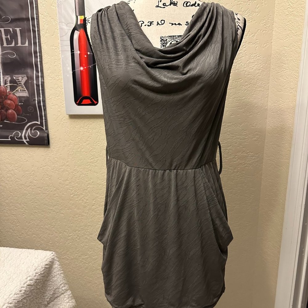 Olive green cowl neck mini dress/tunic
